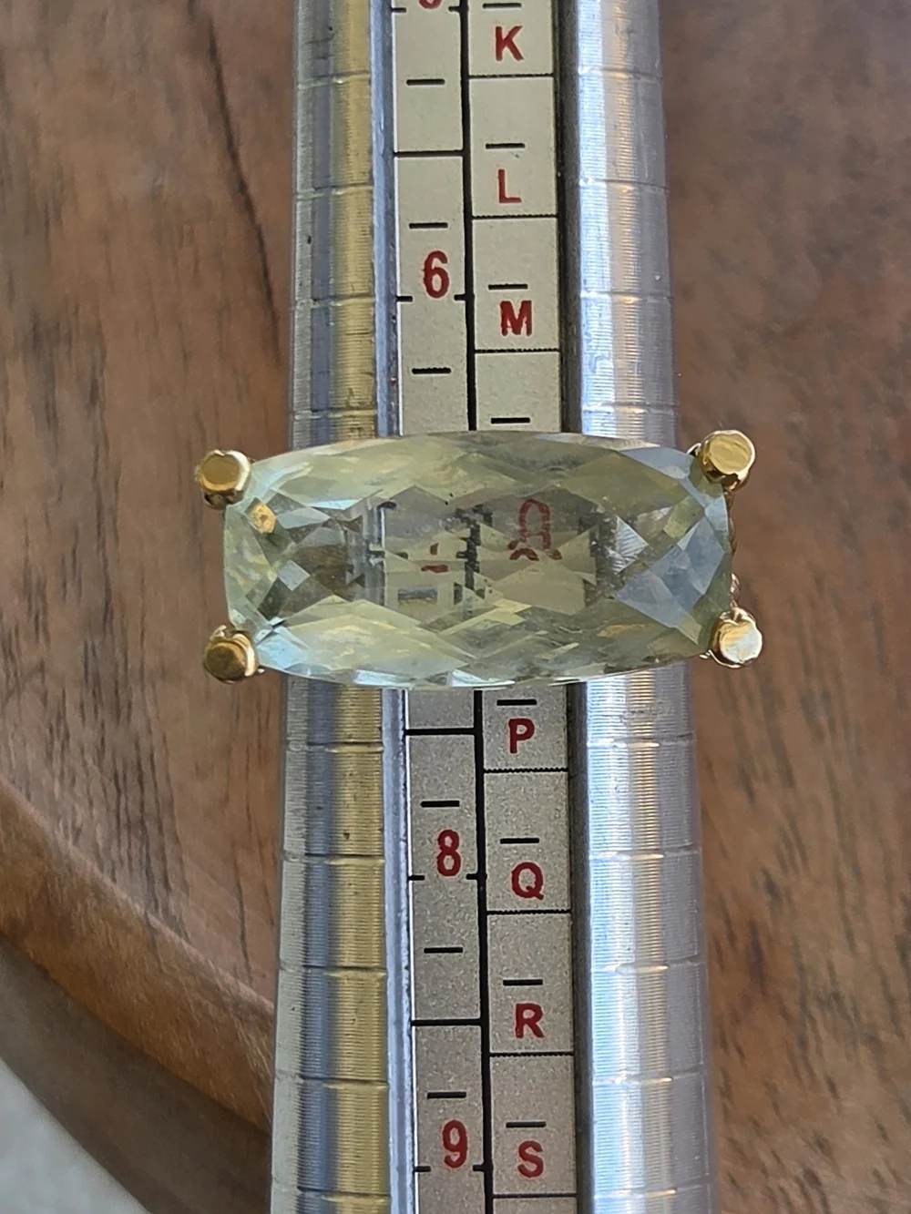 Vintage 10k Yellow Gold Prasiolite Fantasy-Cut Statement Ring